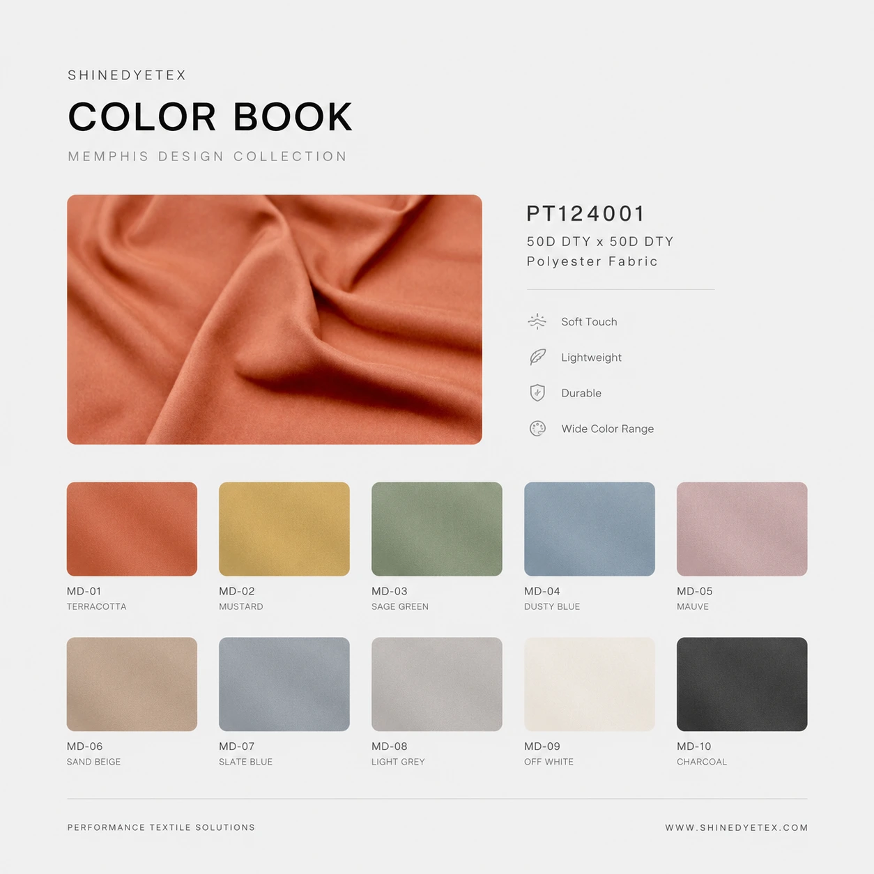 PT124001 polyester pongee physical color reference view